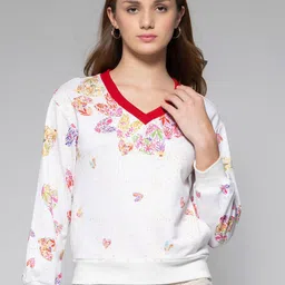 SHAYE Women Floral Printed V-Neck Sweatshirt-image-14