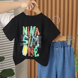 INCLUD Boys Typography Printed Round Neck T-Shirt With Shorts-image-23