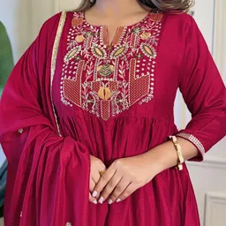 URMIR FASHION Women Ethnic Motifs Embroidered Tiered Thread Work Kurta with Patiala & With Dupatta-picture-27