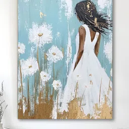 Myntra Elegant Homes Turquoise Blue & White 1 Piece Canvas Abstract Wall Paintings-17