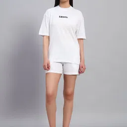 GRIFFEL Self-Design Oversized-Fit Pure Cotton T-Shirt & Shorts Co-Ord Set-picture-16