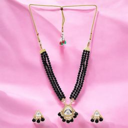 Nilu's Collection Gold-Plated Triple Layered Necklace Set-image-7