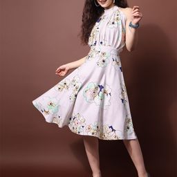 PURVAJA Floral Printed Halter Neck Fit & Flare Dress-picture-24