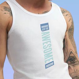 Uniplanet store Printed Cotton Innerwear Vests UVM-AWESOME-LYF-WHT-S image 5