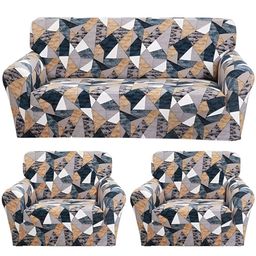 KriShyam Blue & Yellow Printed 5 Seater Sofa Cover-image-22