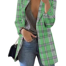 KPOP Women Checked Open Front Jacket-picture-2