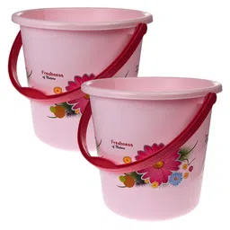 Kuber Industries Pink & Blue 2 piece Solid Plastic Bath Accessories Set-48