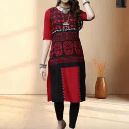 HERE&NOW Selection Of 2 Floral Printed Round Neck Straight Kurtas-72