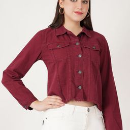Mast & Harbour Women Crop Denim Jacket-image-112