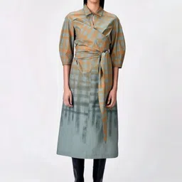 GENES - Lecoanet Hemant Print Puff Sleeve A-Line Midi Dress-image-4
