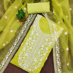 Blissta Floral Embroidered Unstitched Dress Material-image-4