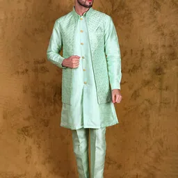 Exotic India Men Regular Kurta with Pyjamas-image-22
