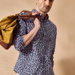 Aldeno Men Comfort Button-Down Collar Floral Printed Casual Shirt-image-5