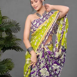 LeeliPeeri Designer Ajrak Block Block Print Saree image 2