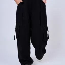 Peppermint Girls Solid Textured Straight Fit Trousers-image-15