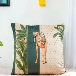 Mid July Home Teal & Cream-Coloured Ethnic Motifs Velvet Square Cushion Covers-11