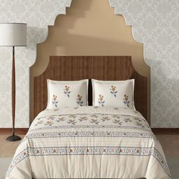 tundwal's Blue & White Printed Pure Cotton 210TC King Bedsheet Sets- 2.74 m x 2.74 m-image-12