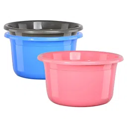 Aura Pink & Blue 3 piece Solid Plastic Bath Accessories Set-image-39