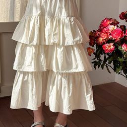 LULU & SKY Girls Pure Cotton A-Line Tiered Maxi Skirt-image-99