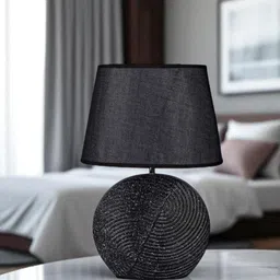 AARVI DECOR STUDIO Black Ceramic Traditional Frusturical Shaped Table Lamp-picture-38