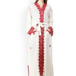 Exotic India Aari Embroidered Paiselys & Florals Kashmiri Robe-35