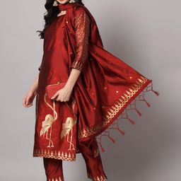 VredeVogel Women Ethnic Motifs Regular Kurta with Trousers & With Dupatta-image-52