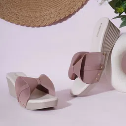 PLANET WALK Textured Platform Mules with Bows-2