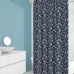 ArtzFolio Blue & White Geometric Printed Waterproof Shower Curtain-picture-9