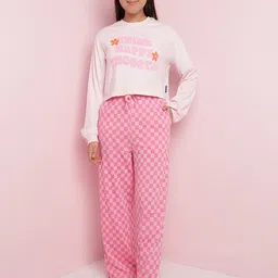 Lil Tomatoes Girls Typography Printed Night suit-image-48