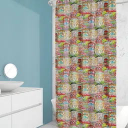 ArtzFolio Red & Green Abstract Printed Waterproof Shower Curtain-6