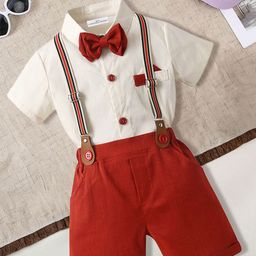 FOREVER FRIDAY Boys Pure Cotton Shirt With Shorts & Suspender-image-55