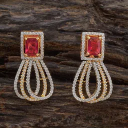 Kushal's Fashion Jewellery Gold Plated Zircon Teardrop Shaped Drop Earrings-image-14