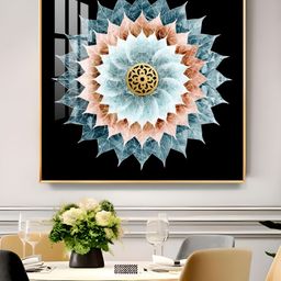 THE NEXT DECOR Black & Blue Botanical Bliss Glass Finish Square Wall Art-image-55