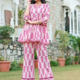 CORSICA Printed Pure Cotton Tunic & Trousers Co-Ord Set-image-90