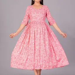 Moda Rapido Floral Printed Maternity Fit & Flare Midi Dress-picture-22