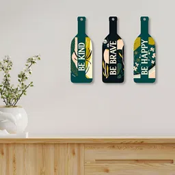 ArtVibes 3Pcs Green & Black Printed Wooden Wall Decor Hangings-picture-15