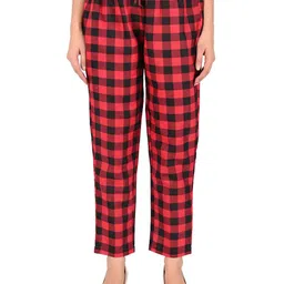 ATARAH Checked Pure Cotton Straight Lounge Pants-picture-37