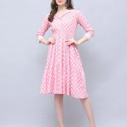 Roly Poly Women Cotton Floral Printed Fit and Flare Midi Dress-picture-23