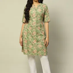 Rangriti Women Floral Printed Thread Work Kurta-image-82
