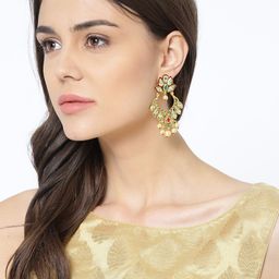 Anouk Gold Plated Cubic Zirconia Studded Contemporary Drop Earrings-48