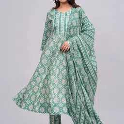 JAIPURI COLLECTION Women Ethnic Motifs Printed Panelled Beads and Stones Kurta with Pyjamas & With Dupatta-picture-48
