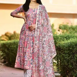 Vetrokart Girls Floral Printed Regular Anarkali Kurta Set-image-95