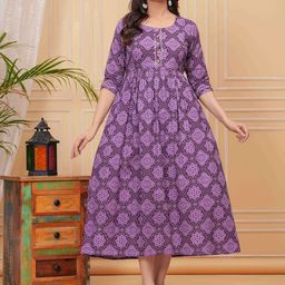 mad fury Ethnic Motifs Print Maternity Maxi Dress-62