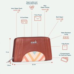 ZOUK Women Geometric Printed Leather Zip Around Wallet image 2