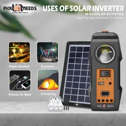 daily needs shop Solar Chargeable Inverter Light Set With Study Lamp + 3 Bulb 1 USB Charging Port 5 hrs Flood Lamp Emergency Light image 3