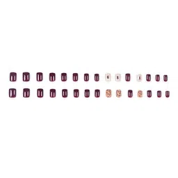 LICK Set Of 30 Press On Nails Reusable Stick On Nails With Application Kit-Maroon image 3