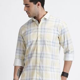 THE BEETEL HOUSE Men Classic Fit Tartan Checked Spread Collar Pure Cotton Casual Shirt-picture-8