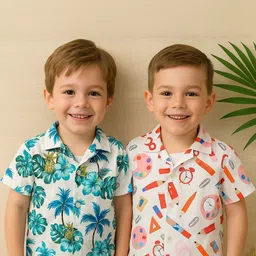 SHREE VANKIYA HANUMANJI FASHION Kids Set of 2 Printed Short Sleeves Casual Shirt-picture-33