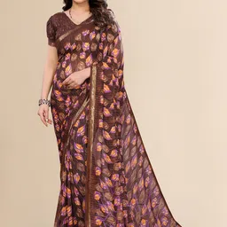Moda Rapido Brown Poly Georgette Embellished Sarees-picture-33