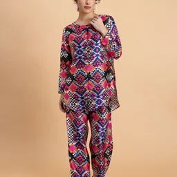 Lounge Dreams Printed Shirt With Trouser Co-Ords-image-15